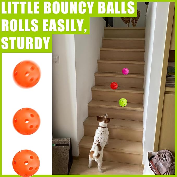 24Pcs Cat Ball Toy, Low Noise No Bells Holey Plastic Cat Balls, Funny Interactive Cats Toys for Indoor Cats, Firm Toy Balls for Kitten Puppy Ferret Bird (1.65")