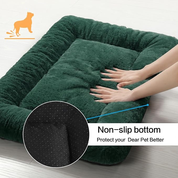 Dog Crate Pad Washable Dog Bed for Crate Large Cozy Mat 48-Inch Green | Ultra Soft Kennel Pad,Anti-Slip Bottom,Fits for Most Metal Crates,Comfortable Sleeping Pet Mat