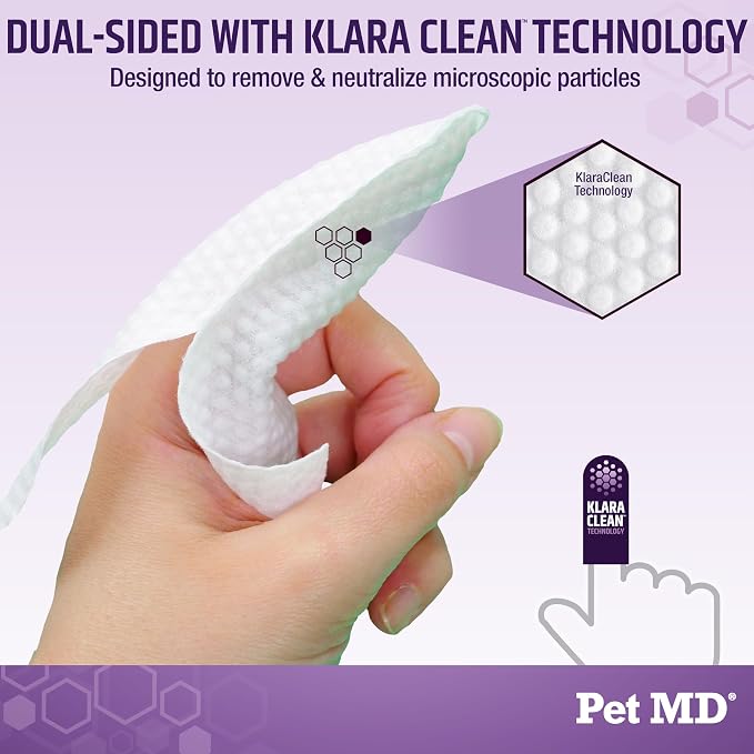 Pet MD Tris Ear Finger Wipes for Dogs & Cats - 50ct | Multipurpose Cleansing Solution Cat Ear Wipes & Puppy Ear Cleaner - Pet Safe Cleaner to Clean and Remove Debris