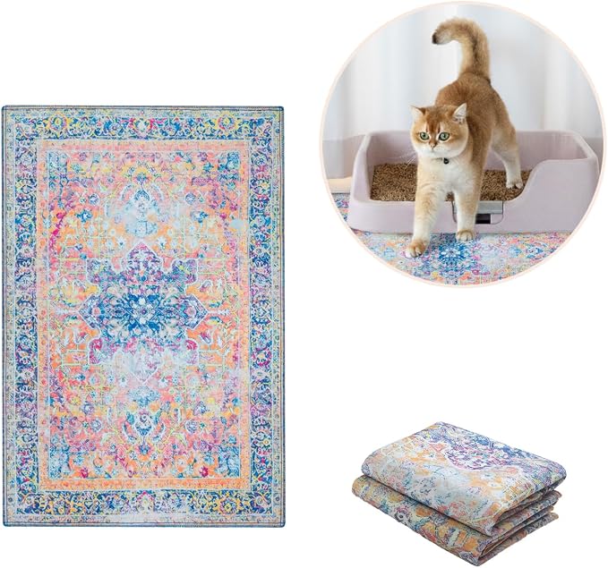Lovewag Cat Litter Mat, Litter Box Mat, Marmalade Sunshine, 16x24, 2 Pack | Washable litter mat cover, kitty litter mat & cat mat for litter box, litter trapping mat, prevents tracking, multi-cat