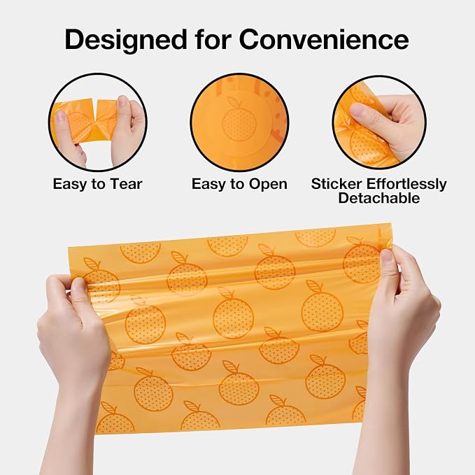 VETRESKA Citrus Scented Dog Poop Bags, Leak Proof, Extra Thick and Large Pet Waste Bags for Dogs Walking, Cat Litter and Babies' Diaper, 540 Count Bags (36 Refill Rolls), Orange