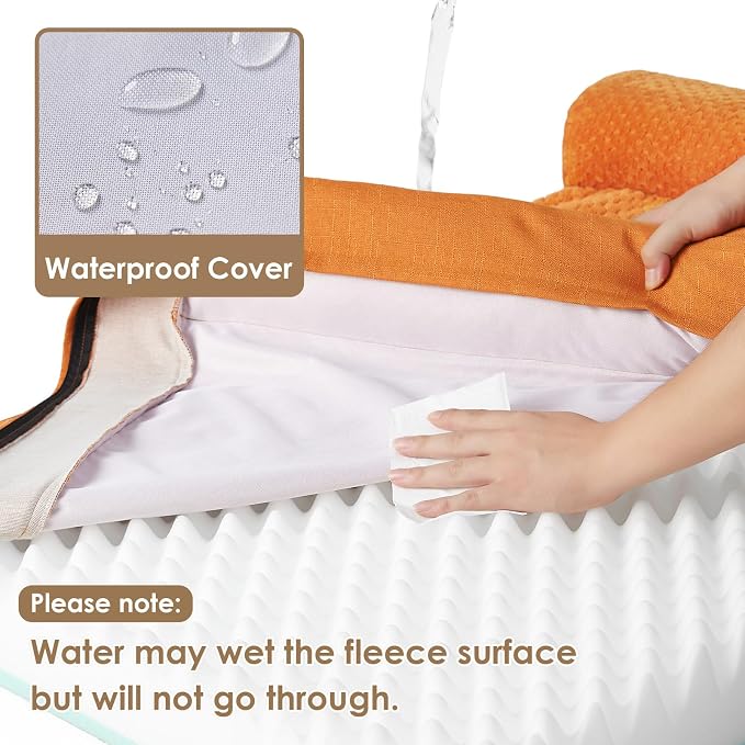 EHEYCIGA Extra Large Dog Bed Othorpedic, Memory Foam XL Dog Bed with Washable Removable Cover, Waterproof Pet Sofa Couch XLarge Size Dogs with Nonskid Bottom, 44x32x6.5, Pumpkin