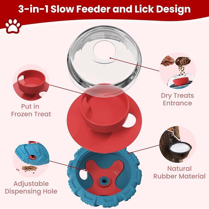 YINEYA Interactive Dog Toy, Puzzle Toy with Adjustable Treat Dispensing & DIY Frozen Treats, Dog Enrichment Toys to Keep Them Busy and Mental Stimulation