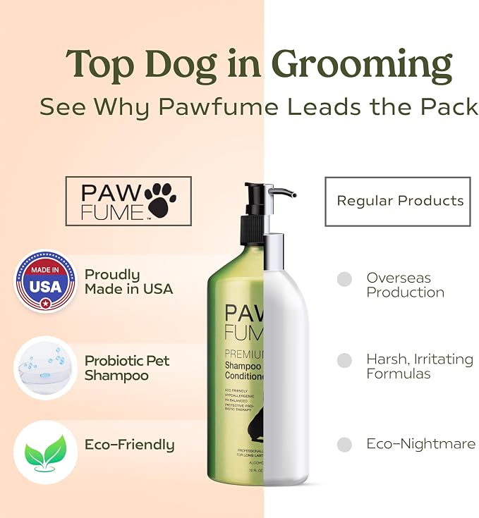 PAWFUME Deshedding Dog Shampoo and Conditioner, Show Dog, 1-Pack | Probiotic pH-balanced formula nourishes, detangles and deep cleans silky coats, salon-quality Shampoo for Dogs
