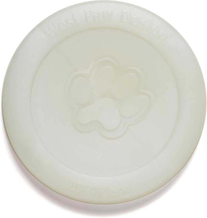 WEST PAW Zogoflex Zisc Dog Flying Disc, High Flying Aerodynamic Disc for Dogs Puppy – Lightweight, Floatable Disc for Fetch, Tug of War, Catch, Play – Doubles as Food/Water Bowl, Large 8.5", Glow