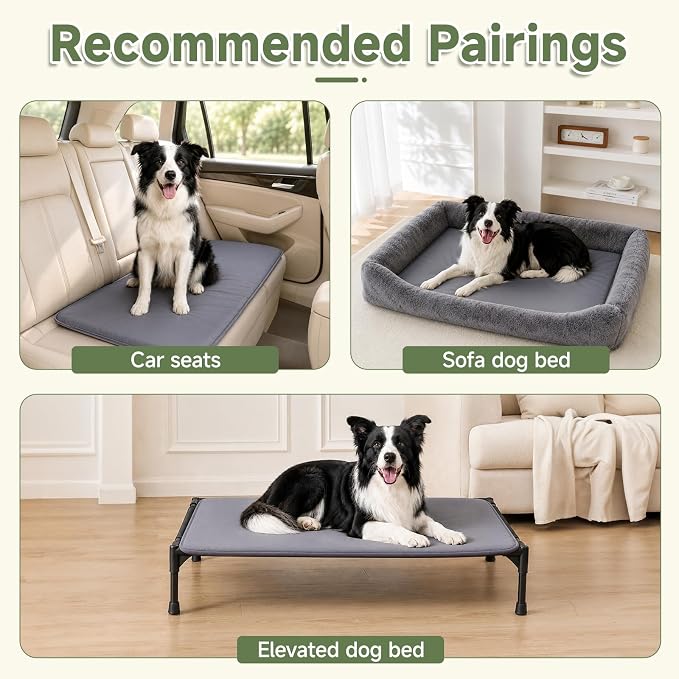 Outdoor XL Dog Crate Pad Bed, Reversible Waterproof Wipeable Mat, 41x27 | Wipeable Kennel Mat Pet Sleeping for Medium Large Dogs, Waterproof, Outdoor, Anti-Slip, Suit for Travel, Trunk, Dark Grey