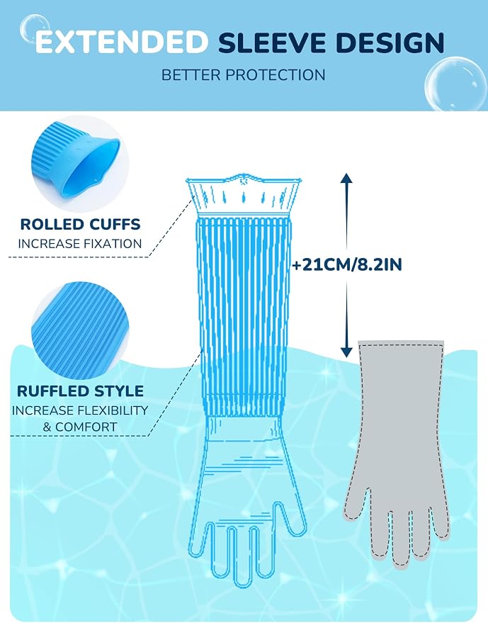 Pecute Silicone Pet Grooming Gloves for Washing Cats Dogs Bath Brush | Extended cuff, 3,000 soft bristles, Gentle massage & deshedding, Dishwasher safe, For large/thick coats, Home/car cleaning