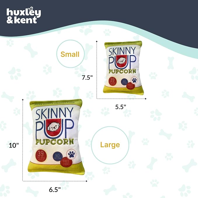 Huxley & Kent Funny Dog Toy w/Squeaker – Power Plush Squeaky Dog Toys for Small, Medium & Large Dogs – Soft Stuffed Animal for Indoor Play & Fetch - Skinny Pup, Large