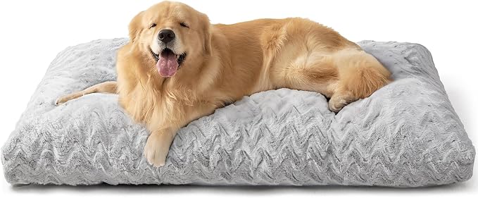 EHEYCIGA Washable XL Dog Bed for Crate 41x27 Inch, Kennel Pad for Extra Large Dogs Up to 65 lbs, Plush and Comfy Pet Sleeping Mat, Grey