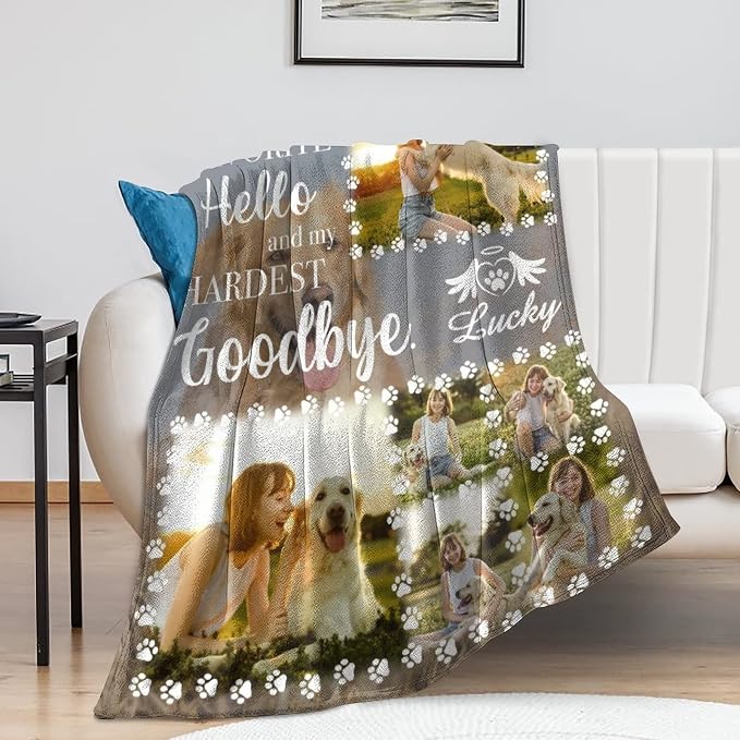 Artsadd Bereavement Gifts for Loss of Dog - Customized Pet Memorial Gifts - Personalized Dog Memorial Blanket - Custom Dog Cat Pet Blanket Throws - Dog Bereavement Gifts - Pet Sympathy Gifts 50"x60"