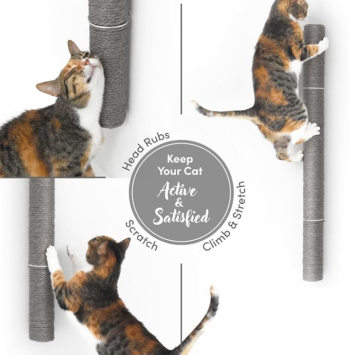 xympo 34" Wall Mounted Cat Scratcher, Sisal Scratching Post - Grey