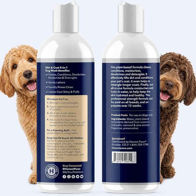 Dog Shampoo and Conditioner, Itchy Skin Relief, Sensitive Skin, Smelly Dogs | Oatmeal Shampoo for Dogs, Puppy Shampoo and Conditioner, Dog Wash for Allergies, Anti Itch, Natural Deodorizing Pet Shampoo