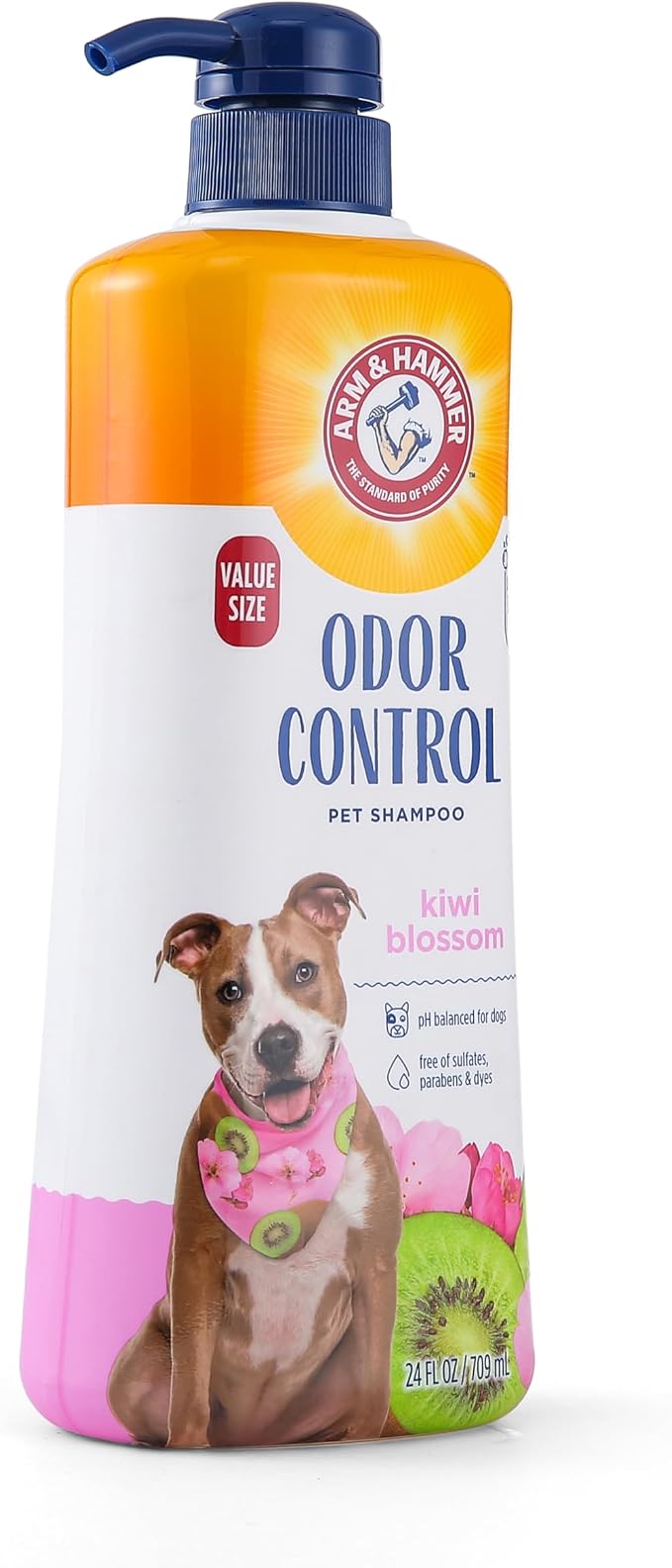 Arm & Hammer Odor Control Dog Shampoo, Value Size with Pump, 24 Fl Oz | Baking soda enhanced, pH-balanced formula, pump dispenser included, gentle for dogs and puppies daily