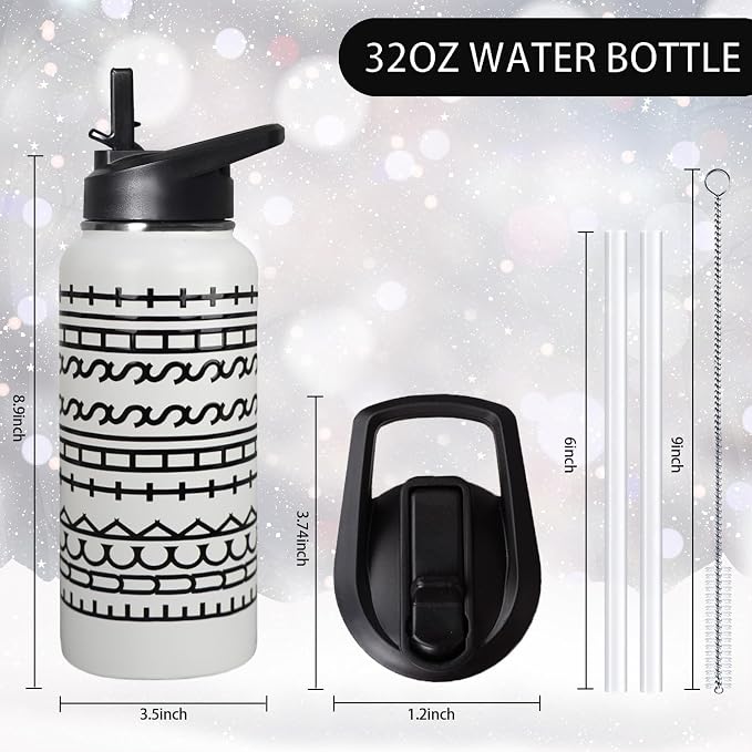 32oz Hidden Message Insulated Aater Water Bottle with Straw Gym Hiking Sports Coffee Mug Cup Water Bottles,White Elephant Gifts for Women, Decor Stuff Accessories