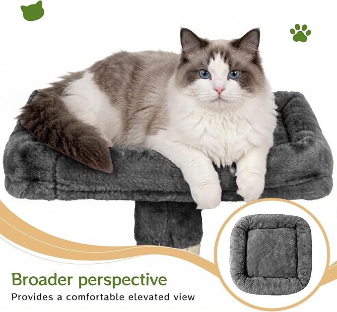 89 inch Cat Tree Tower - Extra Tall Multi-Level Cat Furniture with 2 Cozy Condos, Natural Sisal Scratching Posts, Plush Perches and Hammock for Large Indoor Cats (Black)