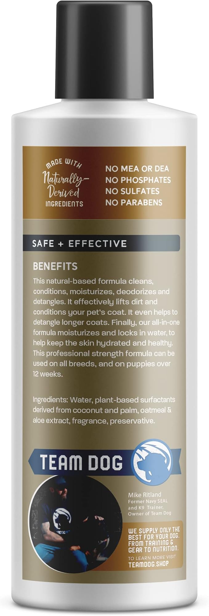 TEAM DOG 5 in 1 Oatmeal Shampoo for Dogs | Moisturizing, Detangling & Deodorizing Dog Shampoo and Conditioner | for Allergies & Sensitive Skin | Plant-Based Blend with Natural Ingredients | 16 Fl Oz