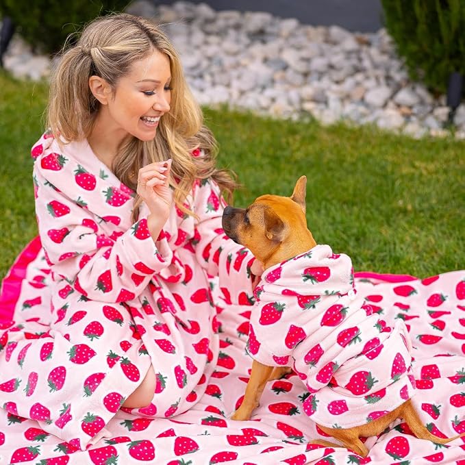 Darren & Phillip Cutie Frutti Strawberry Blanket - Ultra-Soft Blankets Made with Plush Fleece - Perfect as a Dog Bed Blanket or for Cuddling with Your Pup - Ultra-Snuggly Blankets for Dogs & Humans