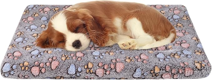 Dog Crate Mats Bed for Small Dogs, 24x16 Inch Short Plush Pet Mat, 1.6-inch Thick Thin Kennel Pad, Machine Washable Ideal for 24-Inch Dog Crates