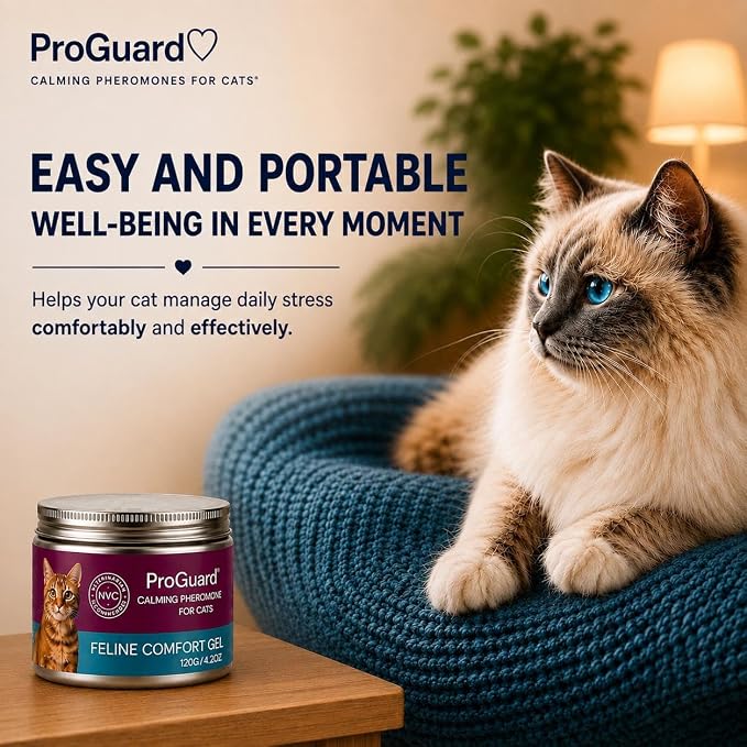 ProGuard® Cat Calming Diffuser Gel – Anti-Anxiety Pheromone Stress Relief for Cats & Kittens, Helps Reduce Stress-Related Behaviors, Drug-Free, No Electricity, 120 Days