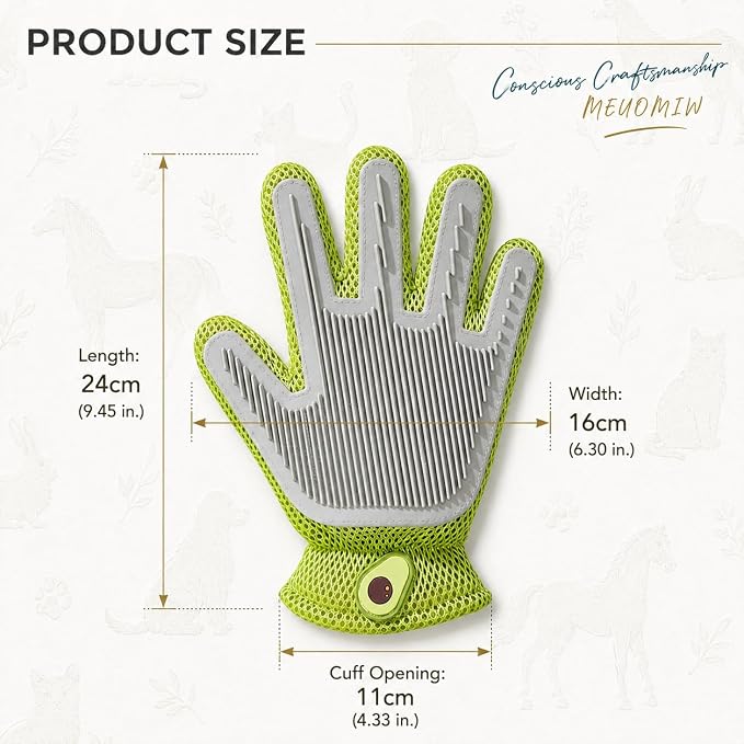 MEUOMIW - Pet Grooming Glove & Hair Remover - Deshedding Brush for Shedding Control - Gentle Massage Mitt for Dogs & Cats with Long and Short Fur - Ideal for Bathing and Grooming (one piece)
