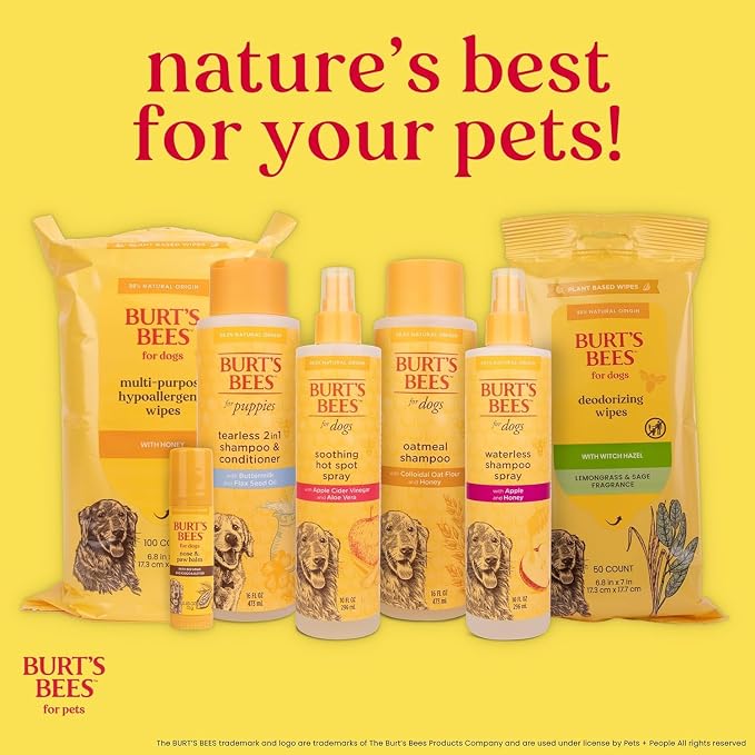 Burts Bees Tearless Puppy Shampoo & Conditioner with Buttermilk, 16 Fl Oz | Gentle 2-in-1 formula cleans and conditions sensitive puppy skin and coat, tearless for easy bath time