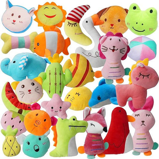 27 Pack Puppy Squeaky Toy, Different Designs Squeakers Pet Toys, Cute Bulk Plush Dog Toys for Small Dogs