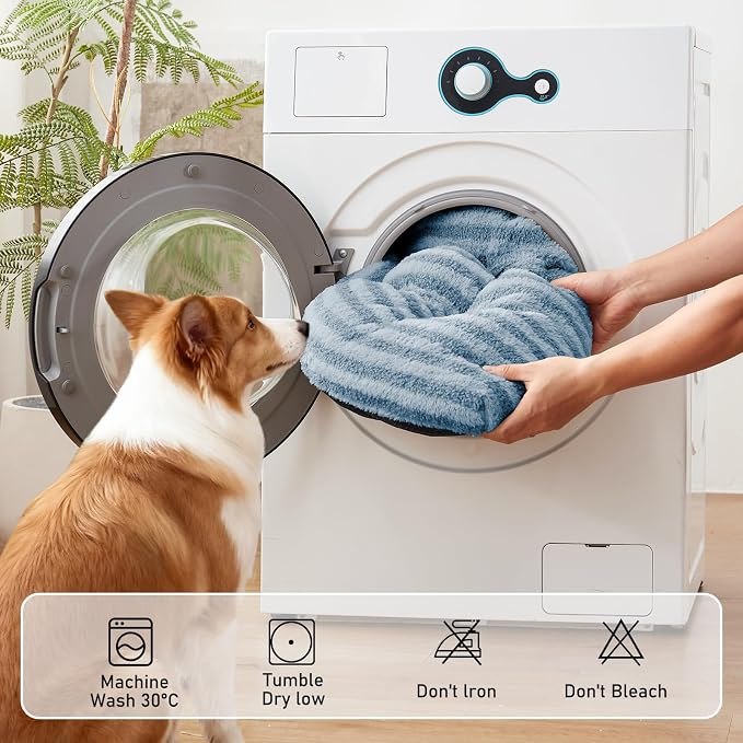 FURTIME Washable XXL Dog Bed for Extra Large Dogs, Giant Dog Crate Beds | Comfy Fluffy Kennel Pad Anti-Slip Pet Sleeping Mat, Machine Washable Dogs Pillow, 47"x29"x4", Blue