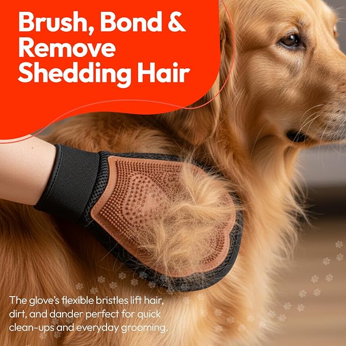 PM Pet Grooming Tools for Dogs & Cats- 3 Pack Dog Bathing Set- Safe On Skin Super-Absorbent Microfiber Towel – Soft & Gentle Brush Glove and Hand-Held Dog Bath Brush- Paw Mountain