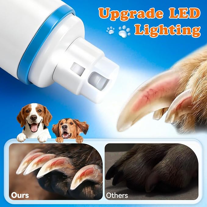 Dog Nail Grinder for Small Medium Large Dogs & Cats, Cordless & Rechargeable, Low Noise Dog Nail Care for Beginners