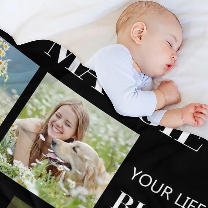 Artsadd Personalized Memorial Blanket with Pictures Pet Loss Sympathy Gift in Memory of Dog Cat Custom Photo Blanket