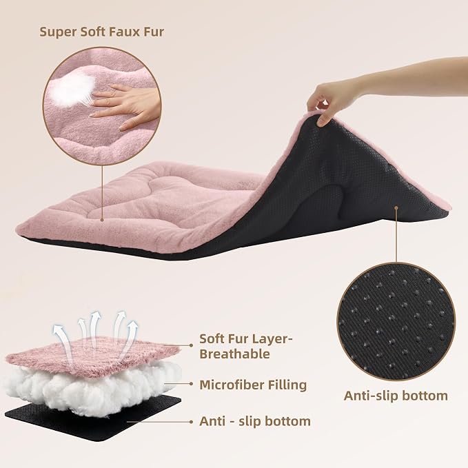 Dog Bed 36" for Metal Crate Pad,Washable Sleeping Mat for Medium/Large Pets | Soft faux rabbit fur, non-slip,machine wash/dry, plush cushioning, for crates, floors & travel, multiple sizes for all breeds