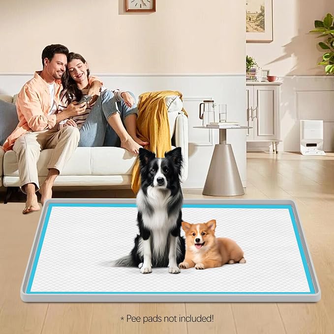 Pee Pad Holder for Dogs, 24" x 24" Silicone Pee Tray Mat High Edge, Leak-Proof, No Spill Pet Pad Holder for Puppy, Cat, Rabbit, Training Pads for Floor Protection, No Pee Pads