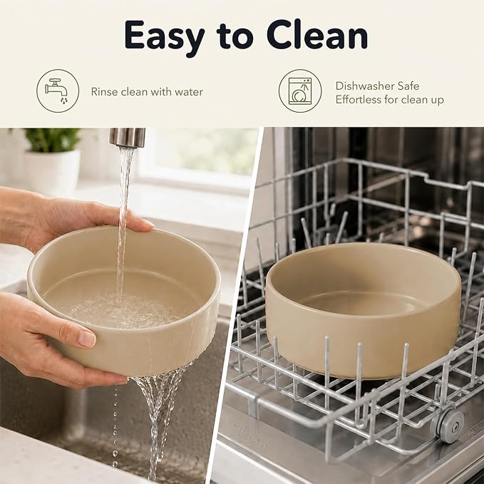 Havniva Ceramic Dog Bowls, Dog Food and Water Bowl Set, Dog Water Bowl | 8.3” Ceramic Dog Food Bowls with Non-Slip Rubber Base, Large Capacity, Dog Feeding Bowls for Large Dogs
