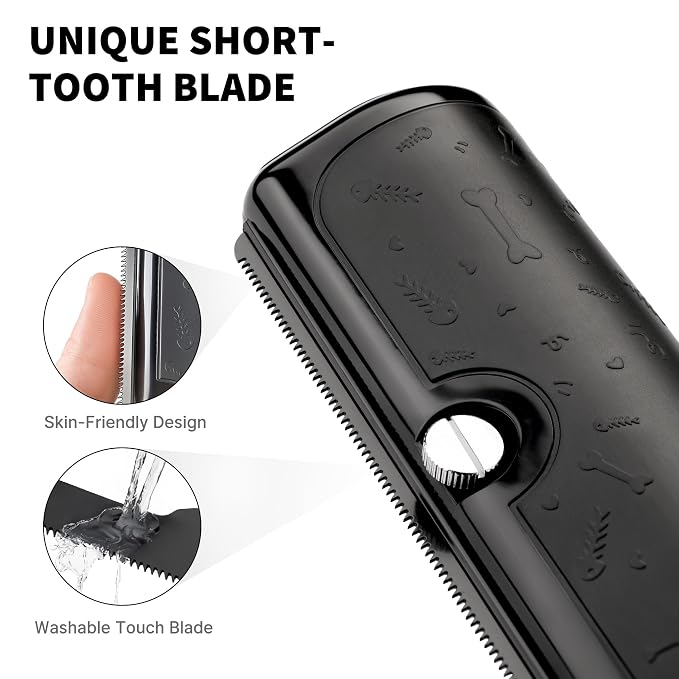 Deshedding Dog Brush for Shedding, Black | For short and medium coats, replaceable metal blade, helps remove loose fur during home grooming