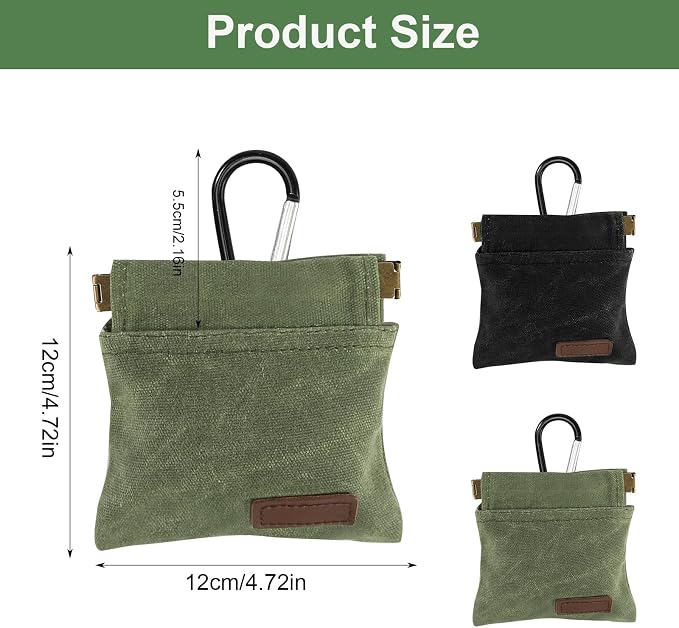 2Pcs Dog Treat Pouch, Dog Treat Pouches for Pet Training, Portable Auto Closing Dog Walking Bag with Carabiner for Puppy Travel or Outdoor Use Black Green