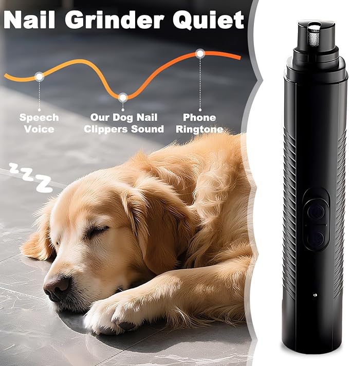 Consss Dog Nail Grinder Quiet, Easy to Use Pet Nail Grinder with Led Lights, 7500 RPM Dog Nail Clippers for Large Dogs Medium Small Dogs & Cats, Continuous 3-Hour Battery Life