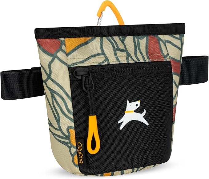 Goodie Treat Bag, Dog Treat Training Pouch | Magnetic Closure | 3 Ways to Wear | Hands-Free Waist Belt | Water-Resistant Recycled Vegan Fabric (Fiori)
