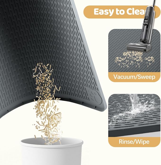 Silicone Cat Litter Mat for Litter Box 50”x35” Large Cat Mat, Dark Grey | Waterproof, Non-Slip, Leak-Proof Rug Mat with Lip, Easy to Clean, Extra Large Litter Catcher Mat for Floor