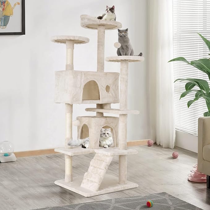 Go Pet Club 70'' Tall Multi-Level Cat Tree with Scratching Post, Condo, Platform, Tower for Indoor Medium Cats