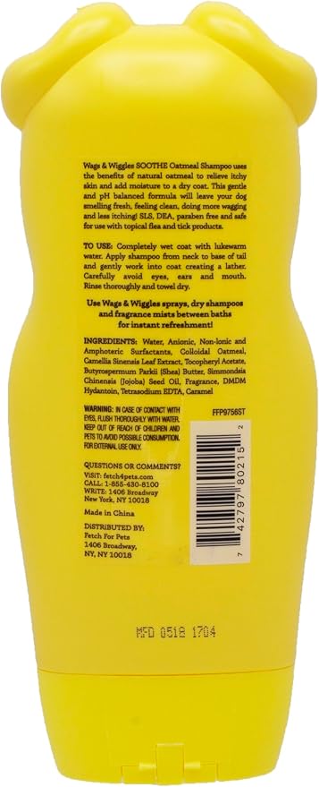 Wags & Wiggles Soothe Oatmeal Dog Shampoo, Warm Vanilla, 16 Oz | pH-balanced colloidal oatmeal formula, for dry, itchy, or sensitive skin, SLS and paraben free daily