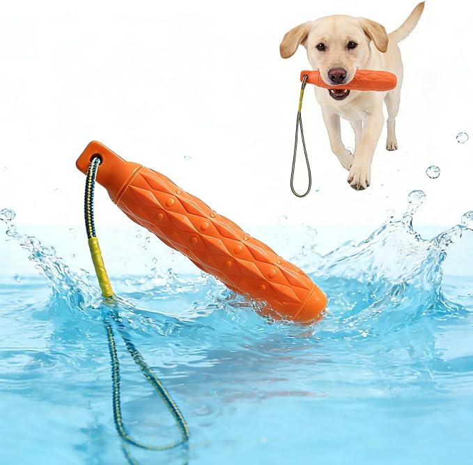 KOOLTAIL Floating Dog Toys, Interactive Water Pool Fetching Toy with Durable Rope, 11.4'' EVA Bright Bumper Dog Chew Toys for Medium Large Dogs, Summer OutdoorTraining Teething, Orange