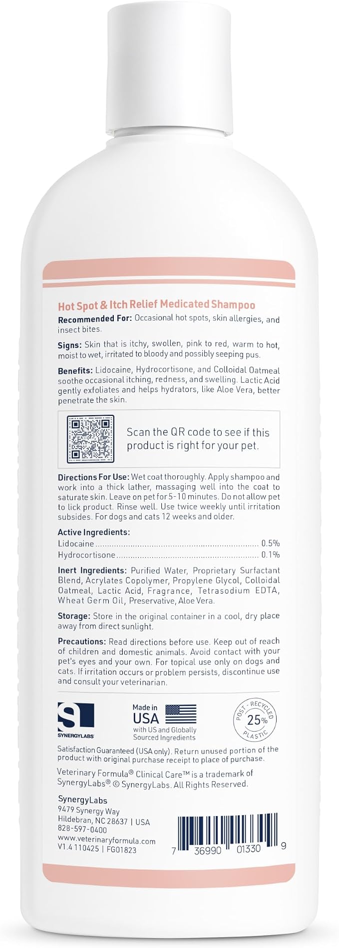 Veterinary Formula Clinical Care Hot Spot & Itch Relief Pet Shampoo, 16 oz | Medicated formula helps alleviate sensitive skin, scratching and excessive licking of the coat