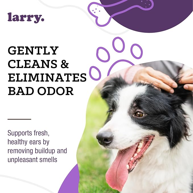 Larry Ear Cleaner Dogs Cats Cucumber Melon 8 fl oz | Gentle Pet Wash, Cleans Dries Deodorizes, Vet Recommended