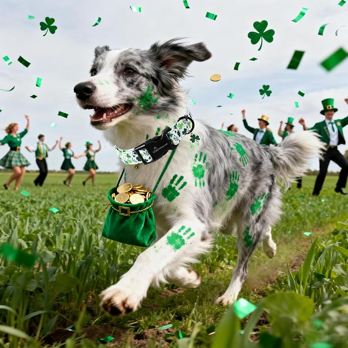 ARING PET St Patrick's Day Dog Collar, Cute Green Lucky Clover Shamrock Puppy Pet Collars for Small Medium Large Boy Girl Dogs-XS