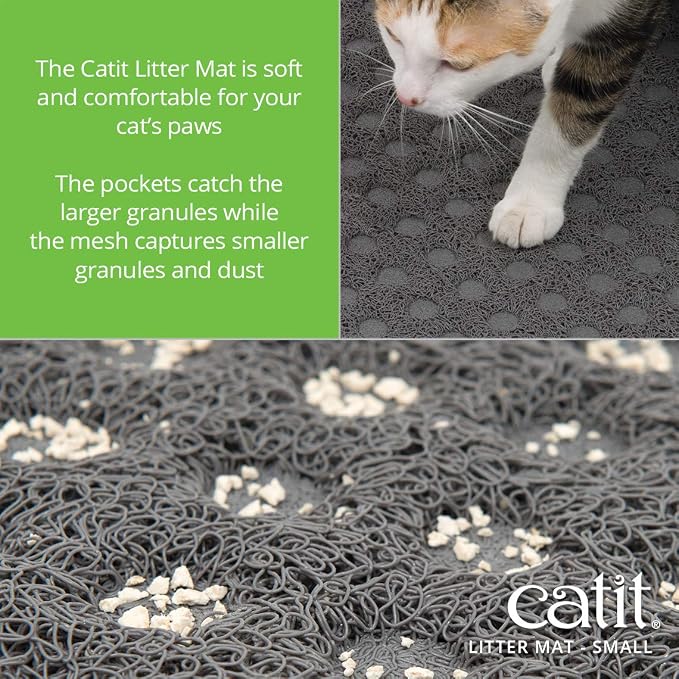Catit Cat Litter Mat Rectangle Non-Slip Litter Trapping Mat Soft | Comfortable, Easy to Clean for All Cat Litter Types, Small