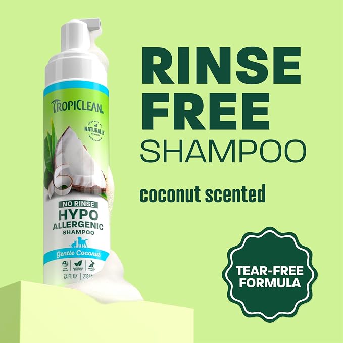 TropiClean No Rinse Hypoallergenic Waterless Dog Shampoo, 7.4oz