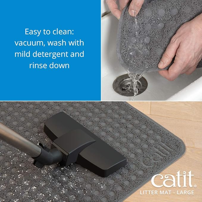 Catit Large Cat Litter Mat - Non-Slip, Easy Maintenance Design | Gentle on Paws - Traps Loose Litter