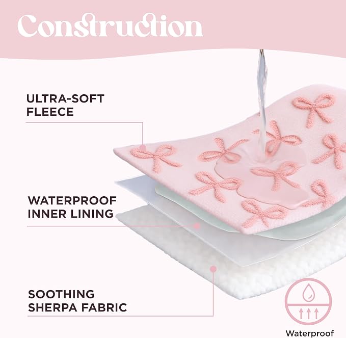 LE SURE Waterproof Puppy Blanket for Medium Dogs - Washable Double Sided Dog Blankets with Warm Jacquard Shag and Soft Sherpa Fleece, Pet Cat Blanket for Couch Protection, Bow Design，Pink Taffy