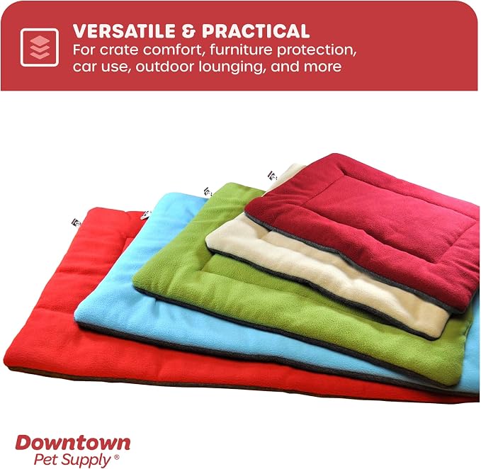Downtown Pet Supply - Soft Fleece Nap Mat - Comfort Dog Bed or Cat Bed - Machine Washable Dog Crate Mat - Blue - 42 in x 27 in - Extra Large