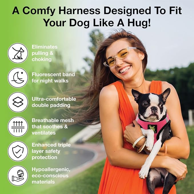 EcoBark Premium Teacup Dog Harness - Luxury Soft Tiny and Toy Breed Harness for Puppy - Mini Step in Vest Body Halter Under 5 lbs (Bubblegum Pink, XXXS)